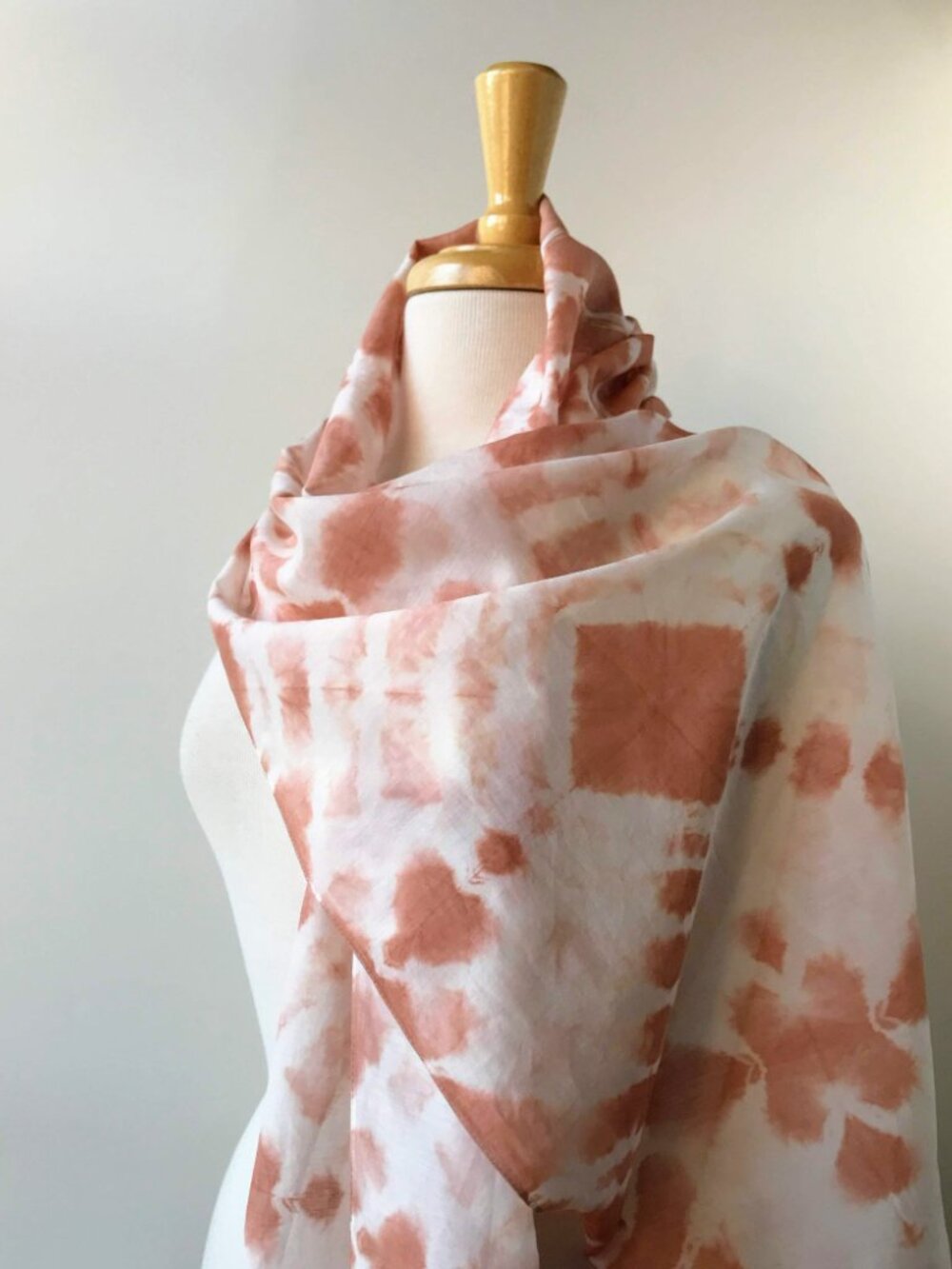 Hand-Dyed Cotton and Silk Scarf: Orange and White Women's All Season Wrap